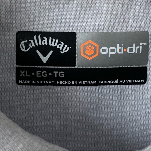 Callaway Opti Dri Golf Polo Shirt Mens XL Gray stripe Spellout logo Wicking - Picture 2 of 9